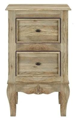 Fleur French Style Washed Grey Bedside Cabinet - Made in Solid Rustic Mango Wood