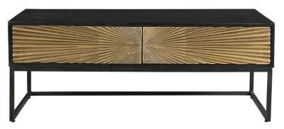 Product photograph of Clearance - Luxe Black And Antique Gold Starburst Coffee Table- 2 Drawers - Brand New Item from Choice Furniture Superstore