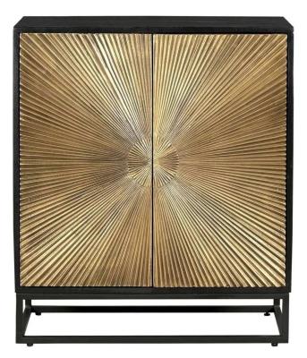 Luxe Black and Antique Gold Starburst Drinks Cabinet