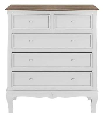 Image of Clearance - Fleur French Style White Shabby Chic 2 + 3 Drawer Chest - Made in Solid Mango Wood