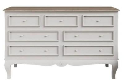 Fleur French Style White Shabby Chic 7 Drawer Chest - Made in Solid Mango Wood