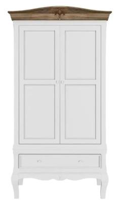 Fleur French Style White Shabby Chic 2 Door Wardrobe - Made in Solid Mango Wood