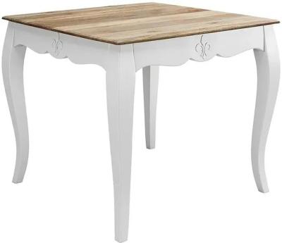 Fleur 2 Seater French Style White Shabby Chic Square Dining Table - Made in Solid Mango Wood