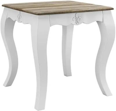 Fleur French Style White Shabby Chic Lamp Table - Made in Solid Mango Wood