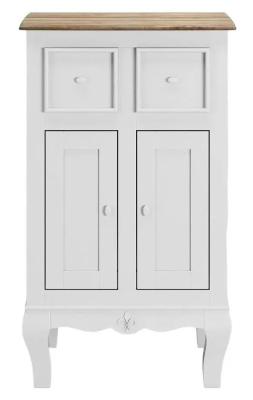 Fleur French Style 2 Door White Shabby Chic Hall Cabinet - Made in Solid Mango Wood