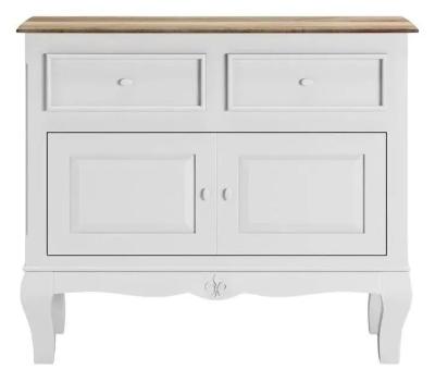 Fleur French Style 2 Door White Shabby Chic Sideboard - Made in Solid Mango Wood