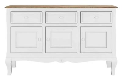 Fleur French Style 3 Door White Shabby Chic Medium Sideboard - Made in Solid Mango Wood