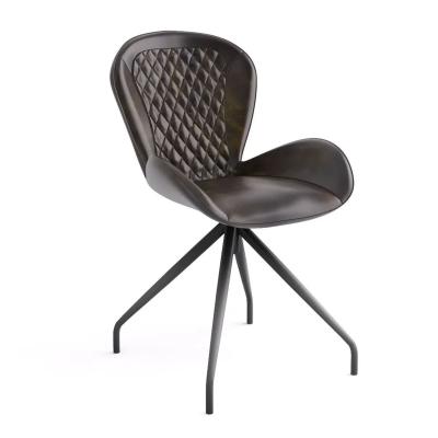 Aleah Bottle Green Dining Chair, Genuine Leather with Metal Legs (Sold in Pairs)