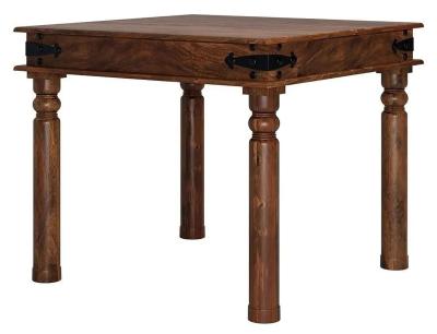 Maharani Sheesham Dining Table, Indian Wood, 90cm Seats 4 Diners Square Top with 4 Turned Legs