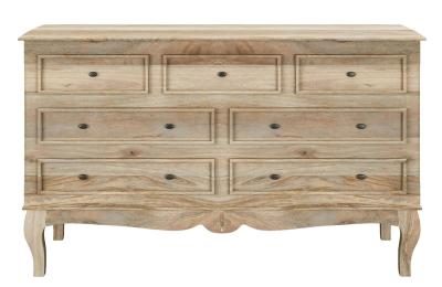 Fleur French Style Washed Grey 7 Drawer Chest - Made in Solid Rustic Mango Wood