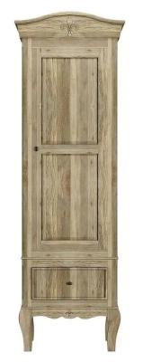 Fleur French Style Washed Grey 1 Door Wardrobe - Made in Solid Rustic Mango Wood