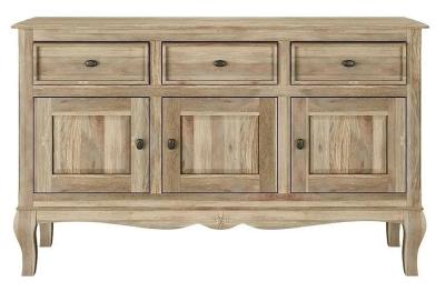 Fleur French Style 3 Door Washed Grey Medium Sideboard - Made in Solid Rustic Mango Wood