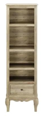 Fleur French Style Washed Grey Narrow Bookcase - Made in Solid Rustic Mango Wood