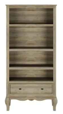 Fleur French Style Washed Grey Wide Bookcase - Made in Solid Rustic Mango Wood