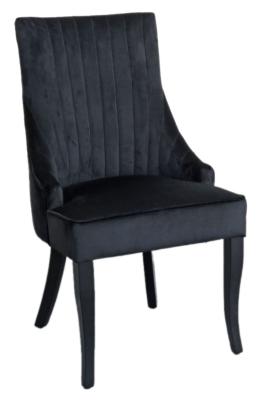 Image of Sofie Black Dining Chair, Tufted Velvet Fabric Upholstered with Black Wooden Legs