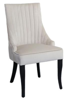 Image of Sofie Champagne Dining Chair, Tufted Velvet Fabric Upholstered with Black Wooden Legs