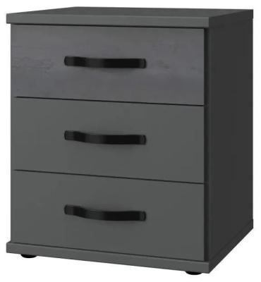 Product photograph of In Stock Duo2 Graphite 3 Drawer Bedside Cabinet from Choice Furniture Superstore