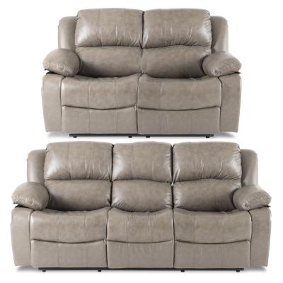 London Taupe Leather Recliner 32 Seater Sofa Suite