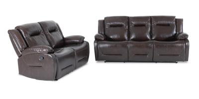 Athena Dark Brown Leather Recliner 32 Seater Sofa Suite