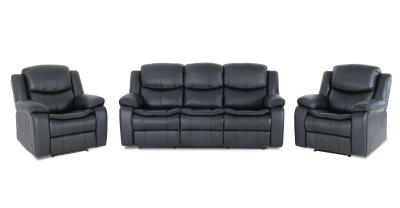 Berlin Black Leather Recliner 311 Seater Sofa Suite