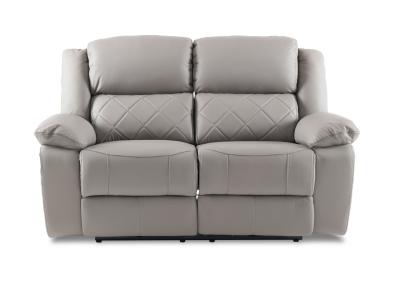 Bentley Light Grey Leather Recliner 2 Seater Sofa