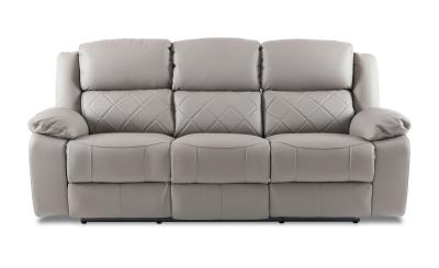 Bentley Light Grey Leather Recliner 3 Seater Sofa