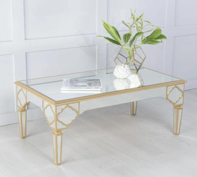 Casablanca Mirrored Coffee Table With Gold Trim