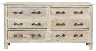 Product photograph of Nimes French Style Whitewash Chest - 6 Drawers from Choice Furniture Superstore