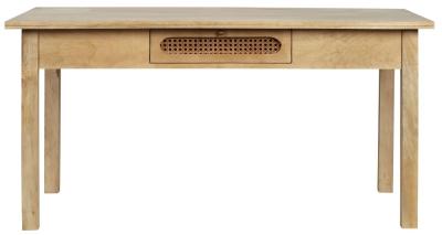 Product photograph of Retro 150cm Wood And Rattan 2 Drawer Dining Table from Choice Furniture Superstore