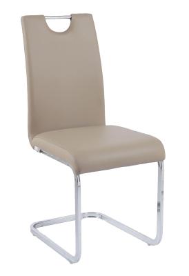 Product photograph of Bianco Beige Dining Chair Faux Leather Chrome Metal Cantilever Base from Choice Furniture Superstore