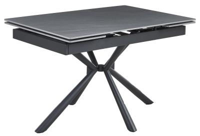 Bari Black Ceramic Top Extending Dining Table 120cm180cm With Black Spider Legs