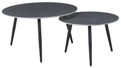 Glade Black Ceramic Top Round Coffee Table Set Of 2