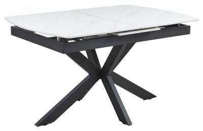 Bari Matt White Ceramic Top Extending Dining Table 140cm180cm With Black Spider Legs