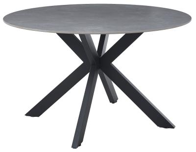 Novara Grey Ceramic Top Round Dining Table 130cm With Black Spider Legs