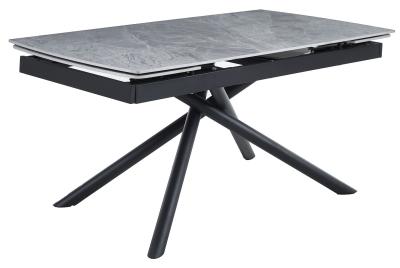 Apollo Grey Ceramic Top Extending Dining Table 160cm220cm With Black Star Base