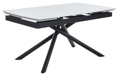 Apollo White Ceramic Top Extending Dining Table 160cm220cm With Black Star Base