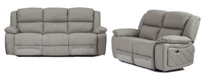 Product photograph of Bentley Light Grey Leather 3 2 Seater Recliner Sofa Suite from Choice Furniture Superstore