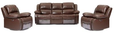 Berlin Brown Leather Recliner 311 Seater Sofa Suite