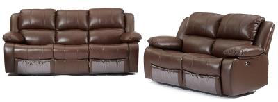 Berlin Brown Leather Recliner 32 Seater Sofa Suite