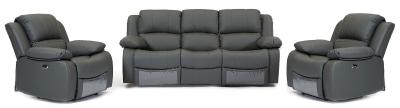 Berlin Grey Leather Recliner 311 Seater Sofa Suite