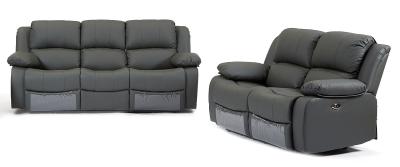 Berlin Grey Leather Recliner 32 Seater Sofa Suite