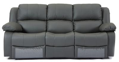 Berlin Grey Leather Recliner 3 Seater Sofa