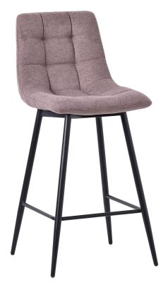 Corona Camel Tufted Velvet Fabric Barstool With Black Metal Legs