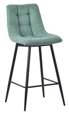 Corona Green Tufted Velvet Fabric Barstool With Black Metal Legs