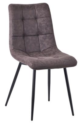 Corona Grey Tufted Velvet Fabric Dining Chair With Black Metal Legs