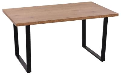 Ezra Oak Top Industrial Dining Table 150cm With Black U Legs