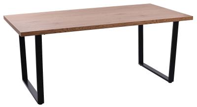 Ezra Oak Top Industrial Dining Table 180cm With Black U Legs