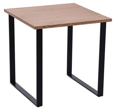 Ezra Oak Top Industrial Square Side Table With Black U Legs