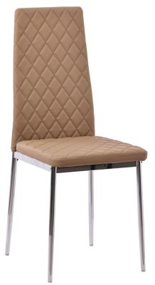 Lido Beige Faux Leather Dining Chair With Chrome Legs