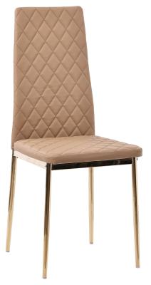 Lido Beige Faux Leather Dining Chair With Gold Legs